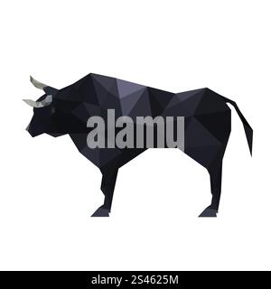 Illustration d'un taureau origami polygonal isolé sur fond blanc Illustration de Vecteur
