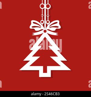 Design moderne et plat avec pin de Noël Illustration de Vecteur