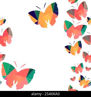 Modèle sans couture avec papillon origami isolé sur fond blanc Illustration de Vecteur