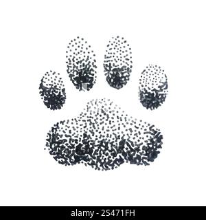 Illustration de doodle illustration en demi-teinte avec impression de patte de chien isolé sur fond blanc Illustration de Vecteur
