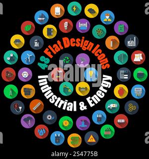 Ensemble de l'écologie industrielle détaillée et bon icônes de style design plat. Approprié pour tous les types de Design (page Web, interface, la publicité, et d'autres mensonges). Vector Illustration. Illustration de Vecteur