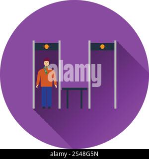 Détecteur de métal du stade avec l'inspection du châssis l'icône du ventilateur. Télévision couleur design. Vector illustration. Illustration de Vecteur