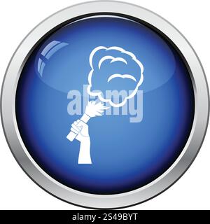 Les fans de football, hand holding burnt flare avec de la fumée. Bouton brillant design. Vector illustration. Illustration de Vecteur