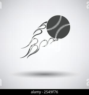 Fire ball Baseball icône sur fond gris, ombre ronde. Vector illustration. Illustration de Vecteur