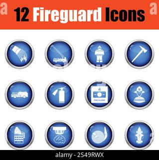 Ensemble d'icônes des services d'incendie. Bouton brillant design. Vector illustration. Illustration de Vecteur