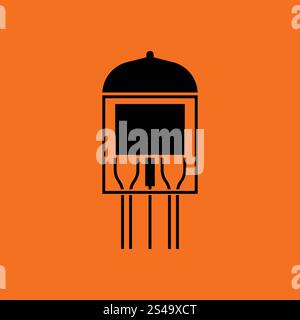 Tube à vide électronique icône. Fond orange avec du noir. Vector illustration. Illustration de Vecteur