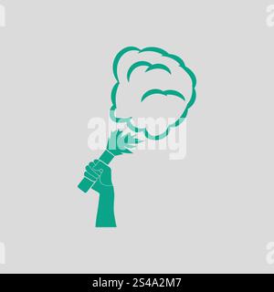 Les fans de football, hand holding burnt flayer avec icône de fumée. Avec fond gris vert. Vector illustration. Illustration de Vecteur