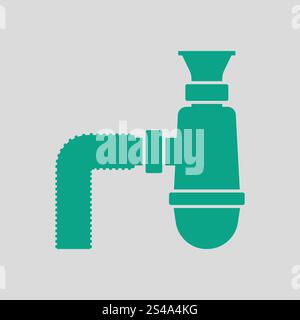 Salle de bains siphon icône. Avec fond gris vert. Vector illustration. Illustration de Vecteur