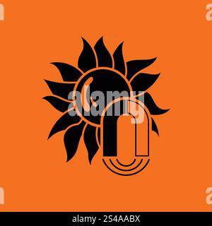 L'icône de l'orage magnétique. Fond orange avec du noir. Vector illustration. Illustration de Vecteur
