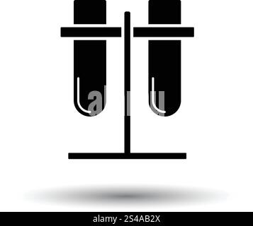 Flacons de laboratoire rattaché à l'icône de stand. Fond blanc avec design de l'ombre. Vector illustration. Illustration de Vecteur