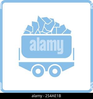 Chariot de charbon mine icône. Design cadre bleu. Vector illustration. Illustration de Vecteur