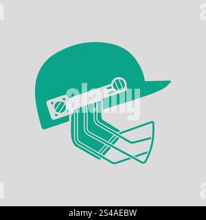 L'icône casque de cricket. Avec fond gris vert. Vector illustration. Illustration de Vecteur