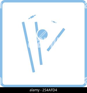 Wicket Cricket icône. Design cadre bleu. Vector illustration. Illustration de Vecteur