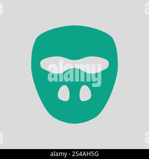 L'icône de masque de cricket. Avec fond gris vert. Vector illustration. Illustration de Vecteur