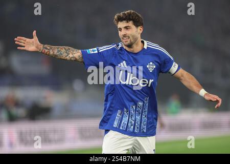 Rome, Italie. 10 janvier 2025. Patrick Cutrone de Côme lors du championnat italien de football Serie A Enilive 2024-2025 match SS Lazio vs Côme 1907 au Stadio Olimpico à Rome. Résultat final du match : 1-1 score final du match SS Lazio 1:1 Como 1907 (photo Marco Iacobucci/SOPA images/Sipa USA) crédit : Sipa USA/Alamy Live News Banque D'Images