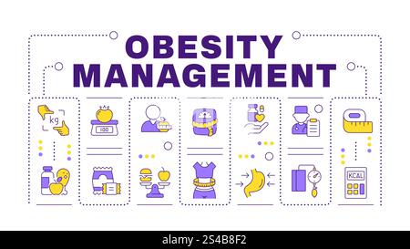 Concept de mot de gestion de l'obésité isolé sur blanc Illustration de Vecteur