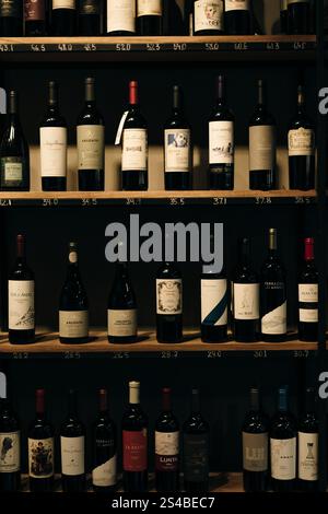 buenos aires, Argentine- 20 janvier 2024 : étagère d'épicerie avec vin argentin Banque D'Images