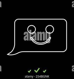 Commentaire sourire message C'est une icône blanche .. Commentaire sourire message C'est une icône blanche . Style plat Illustration de Vecteur