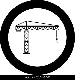 L'icône de la grue de construction couleur noire en cercle ou rondes vector illustration Illustration de Vecteur