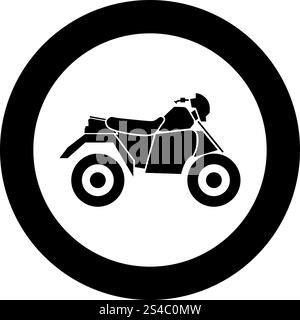 Moto VTT sur quatre roues icône noire en cercle vector illustration isolé Illustration de Vecteur