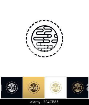 Symbole abstrait de planète ou icône linéaire de terre de globe. Symbole abstrait de planète ou icône de vecteur linéaire de terre de globe sur des fonds noirs, blancs et dorés Illustration de Vecteur