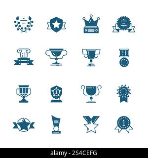 Prix vectoriels, prix et trophée des signes noirs. Prix vectoriels, prix et trophée des signes noirs. Coupe de prix ou gobelet et illustration de réalisation de prix Illustration de Vecteur