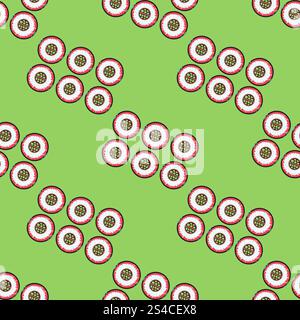 Sushi définit le vecteur modèle sans couture vert. Sushi définit le vecteur modèle sans couture vert. Fond avec illustration de fruits de mer orientaux Illustration de Vecteur