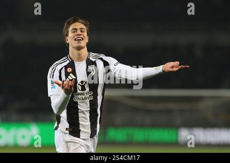 Turin, Italie. 11 janvier 2025. Kenan Yildiz (Juventus FC) célèbre lors du Torino FC vs Juventus FC, match de football italien Serie A à Turin, Italie, 11 janvier 2025 crédit : Agence photo indépendante/Alamy Live News Banque D'Images