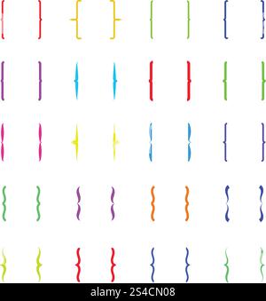 Crochets bouclés multicolores, icônes vectorielles d'accolades. Crochets bouclés multicolores, icônes vectorielles d'accolades. Signe de typographie pour illustration de texte isolé Illustration de Vecteur
