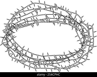 Couronne d'épine ou du fil de fer barbelé icon noir vector illustration couleur style plat simple image Illustration de Vecteur
