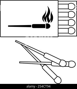 Icône de boîte d'allumettes. Fine ligne design. Vector illustration. Illustration de Vecteur
