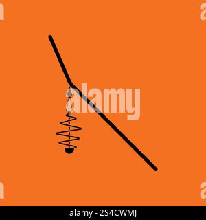 De l'icône d'alimentation pêche net. Fond orange avec du noir. Vector illustration. Illustration de Vecteur