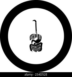 L'icône du système digestif en couleur noir cercle rond vector illustration Illustration de Vecteur