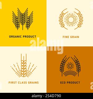 Logos vectoriels de récolte avec des grains de blé. Logo avec illustration de première classe à grain fin. Logos vectoriels de récolte avec des grains de blé Illustration de Vecteur