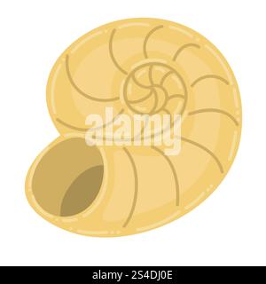 Coquille de mer vide de dessin animé mignon isolé sur fond blanc. Animal marin. Illustration de Vecteur