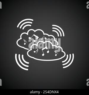 Icône nuage de musique. Fond noir avec blanc. Vector illustration. Illustration de Vecteur