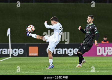 Valdebebas, Madrid, Espagne. 11 janvier 2025. 22 DAVID JIMENEZ CORREDOR, lors du match Primera Federacion EspaÃ±ola entre Real Madrid-Castilla et CD Alcoyano au stade Alfredo Di Stefano à Madrid, en Espagne, le 11 janvier. (Crédit image : © Oscar Manuel Sanchez/ZUMA Press Wire) USAGE ÉDITORIAL SEULEMENT! Non destiné à UN USAGE commercial ! Banque D'Images