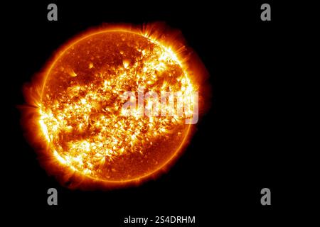 Soleil sur un fond sombre. Éléments de cette image fournis par la NASA Banque D'Images