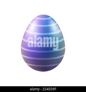 3d œuf de pâques bleu, violet, volumétrique avec des rayures, vecteur Illustration de Vecteur