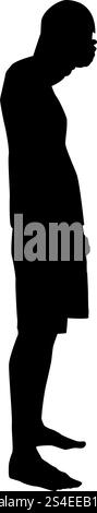Homme de fermer ses yeux ses mains l'icône vue côté silhouette vector illustration couleur noir style plat simple image Illustration de Vecteur