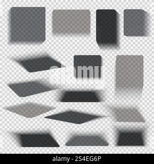 Le papier transparent et les objets encadrent les ombres carrées isolées. Collection de vecteur d'ombre portée de mur et de sol. Ombre transparente vide, illustration de l'ombre sombre de la boîte. Le papier transparent et les objets encadrent les ombres carrées isolées. Collection de vecteur d'ombre portée de mur et de sol Illustration de Vecteur