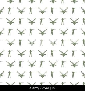 Modèle sans couture militaire avec des soldats et des fusils. Combattez le backgrouund sans faille. Illustration vectorielle. Modèle sans couture militaire avec des soldats et des fusils Illustration de Vecteur