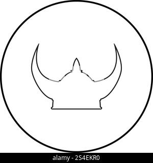 Casque viking black icône contour couleur télévision illustration vectorielle simple style libre en cercle autour Illustration de Vecteur