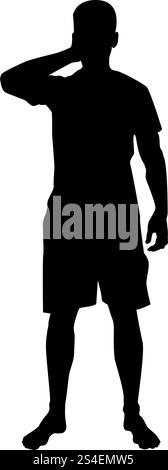 Homme de fermer ses yeux ses mains silhouette Vue de face icon noir vector illustration couleur d'images simple style plat Illustration de Vecteur