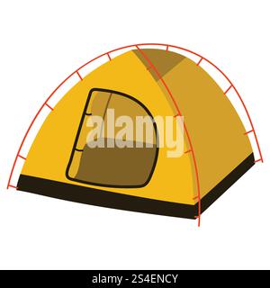 Tente de camping de dessin animé dans le style plat isolé sur fond blanc. Illustration de Vecteur