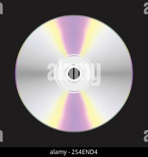 Cartoon Retro y2k disque compact pour ordinateur personnel. CD isolé sur fond blanc. Illustration de Vecteur