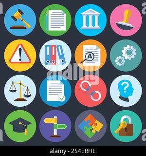 Réglementation commerciale, conformité légale et icônes plates de vecteur de copyright. Loi réglementation légale, conformité et illustration de contrat d'accord. Réglementation commerciale, conformité légale et icônes plates de vecteur de copyright Illustration de Vecteur