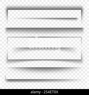 Bannière de papier et séparateurs effet d'ombre 3d transparent réaliste. Illustration réaliste de l'effet d'ombre de collection vectorielle. Bannière de papier et séparateurs effet d'ombre 3d transparent réaliste. Collection vectorielle Illustration de Vecteur