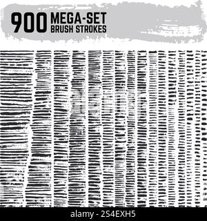 Vecteur de coup de pinceau encré sale Mega super set. collection de pinceaux 900. Contours de texture noir grunge. Illustration des coups de pinceau Mega Set. Vecteur de coup de pinceau encré sale Mega super set. collection de pinceaux 900. Contours de texture noir grunge Illustration de Vecteur