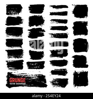 Pinceaux à encre texturés artistiques. Traits de pinceau noir vectoriel isolés sur fond blanc. Illustration abstraite de texture de trait noir de douleur. Pinceaux à encre texturés artistiques. Traits de pinceau noir vectoriel isolés sur fond blanc Illustration de Vecteur